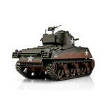 Taigen M4A3 Sherman (75mm) gun smoke unit, version green in metal edition 1:16 with gun recoil system, Xenon flash, IR battle unit, V3 board and transport wooden box