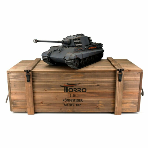 Taigen Kingtiger, grey version metal edition 1:16 with BB and gun smoke unit, V3 board and transport wooden box