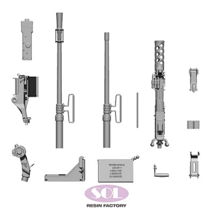 SOL - 1/16 Cal. 50 M2HB mit Mündungsfeuerschutz, Set aus Resin