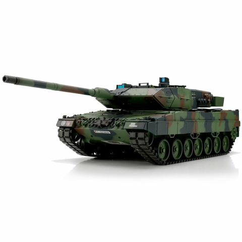 V7 Heng Long Leopard 2A6, Version Tarn in 1:16 mit BB-Einheit/IR-System, Schwingarme aus Metall, Stahlgetriebe